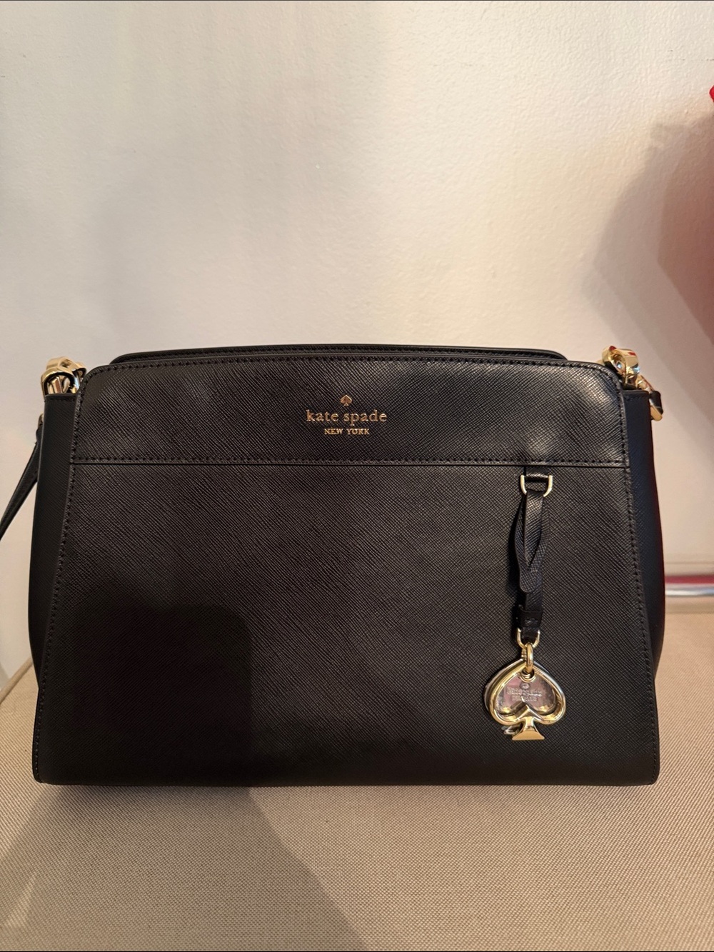Kate Spade Madison Medium Top Handle satchel with Heart Spade Charm